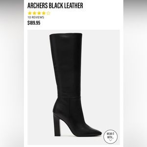 Steve Madden black leather knee high heeled boots. NWOT. Never worn. Size 9.5.